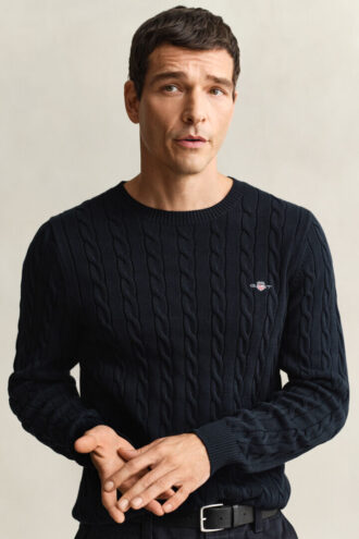 Cotton Cable Knit Crew Neck Sweater