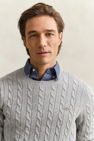 Cotton Cable Knit Crew Neck Sweater