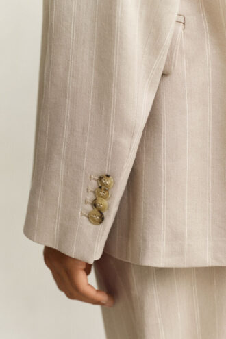 Pinstriped Linen Blend Blazer