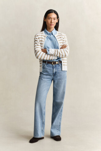Striped Cable Knit Cardigan