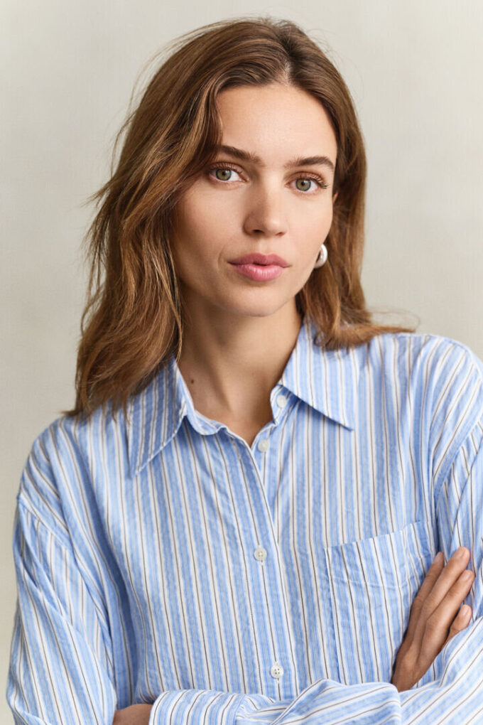 Striped Seersucker Shirt Dress